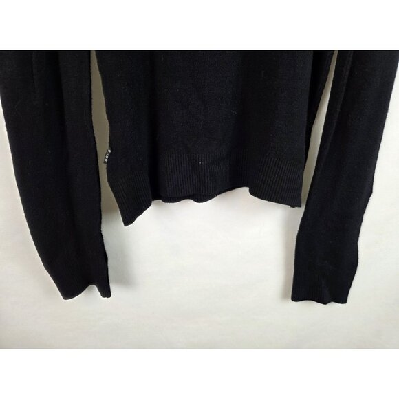 BCBGMAXAZRIA Womens Sweater Size Small Black Faux Fur Collar Long Sleeve Top - Picture 6 of 14